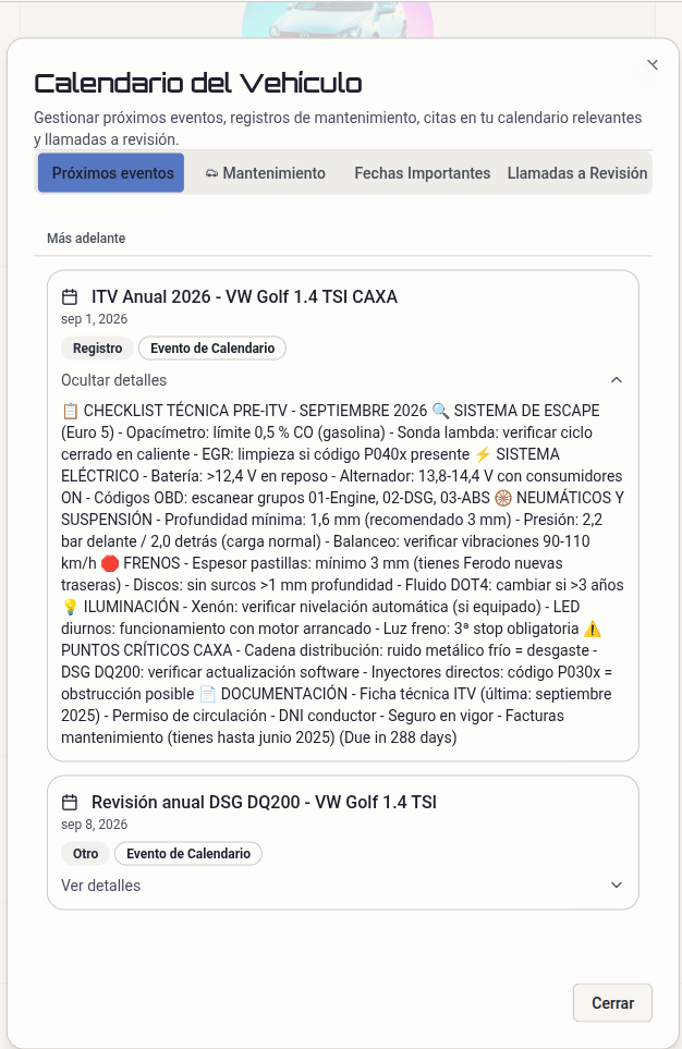 Checklist pre-ITV para Golf 6